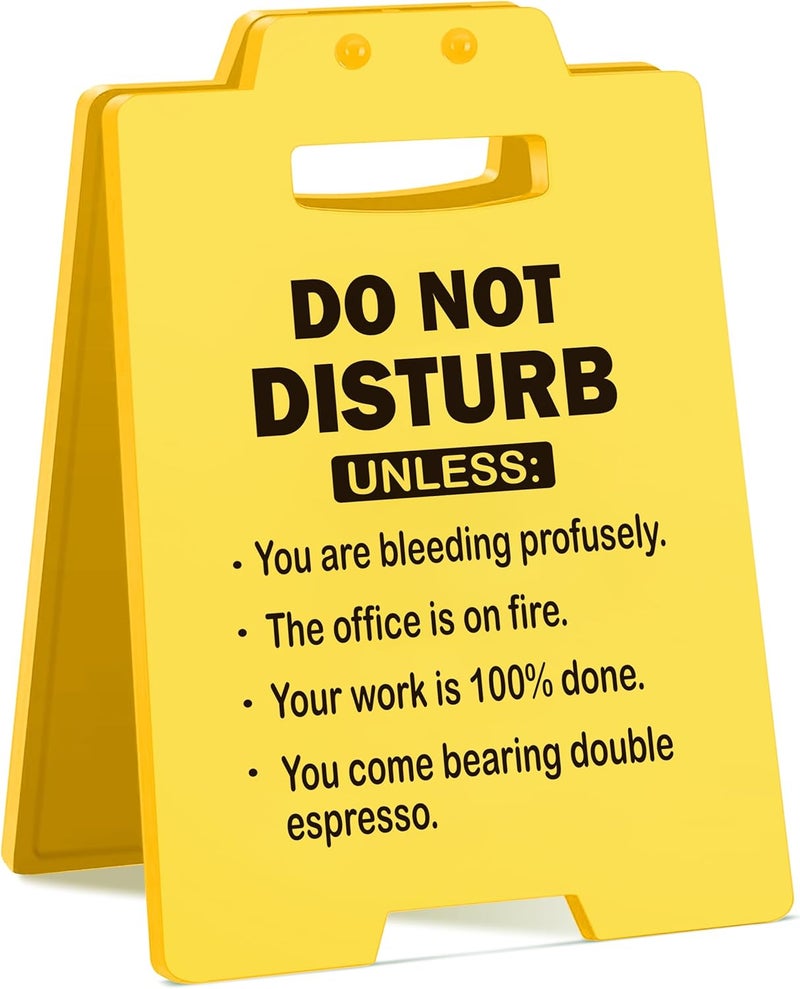 MAMAGIFTREE Funny Office Desk Sign – Do Not Disturb – Yellow Mini Floor Sign for Coworkers, Cubicle Decor, Boss Gifts, Admin Professionals, White Elephant Gag - Image 1